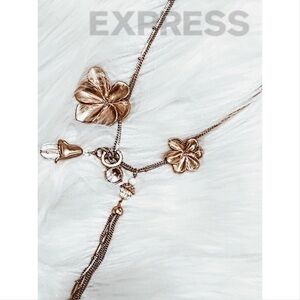 Express two toned floral charm necklace
